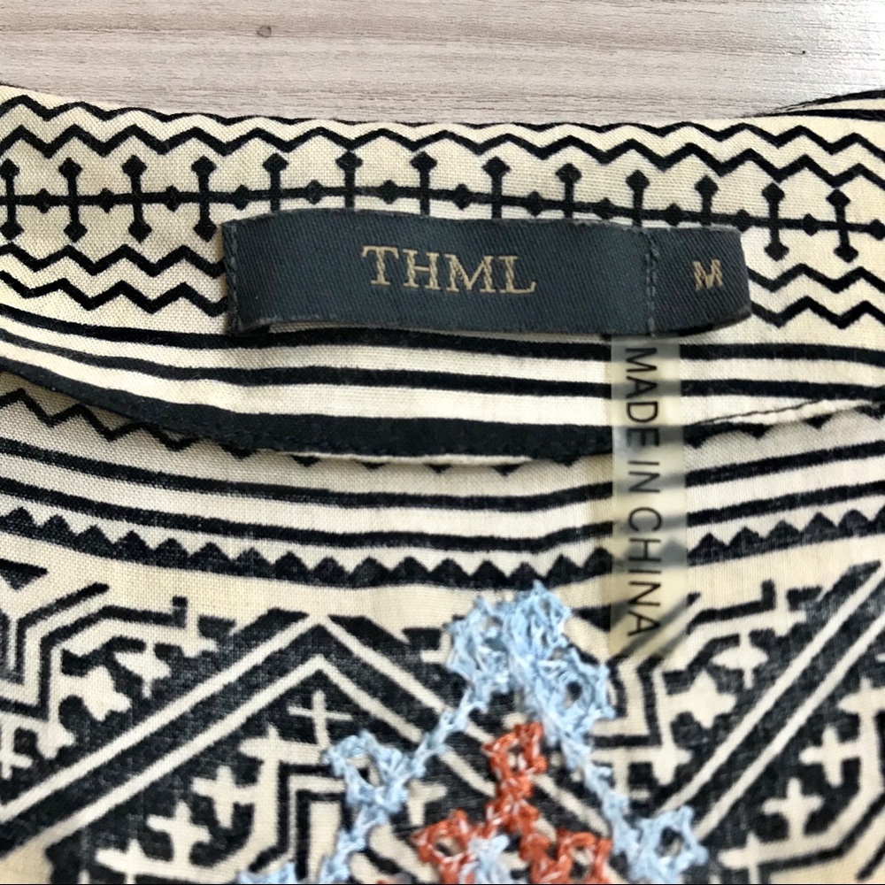 THML Geo Print Top w Crochet and Tassle Accents - Picture 4 of 5